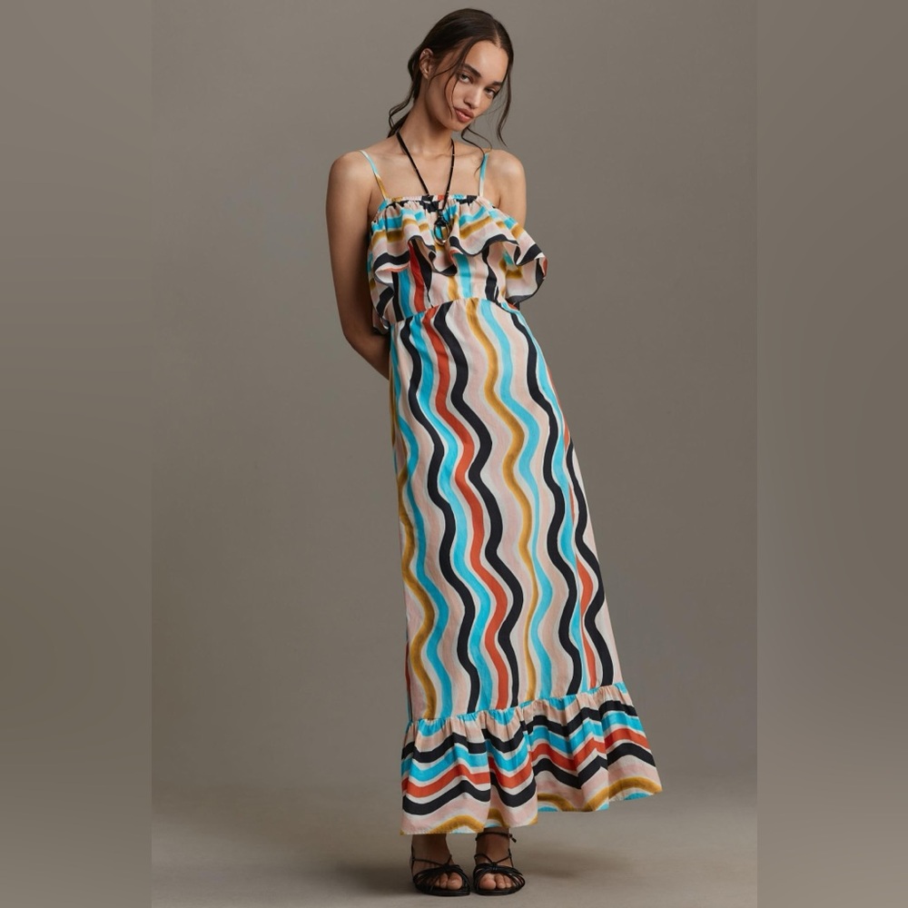 Farm Rio Sleeveless Ruffle Maxi Dress NWT - Picture 1 of 8